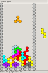 A Tetris-like game on a hexagonal grid