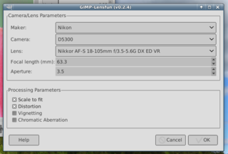 Gimp plugin to correct lens distortion using the lensfun library
