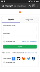Login screen