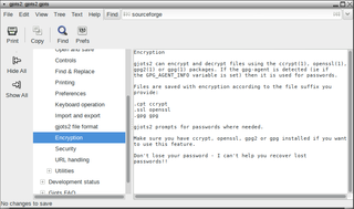 gjots2 supports encryption for files