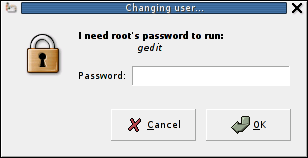 graphical front-end to su and sudo
