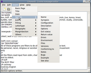 GTK+ man pages editor