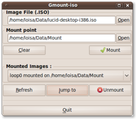 This is Gmountiso, a PyGTK GUI to mount your cd images