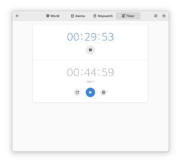 Simple GNOME app with stopwatch, timer, and world clock support