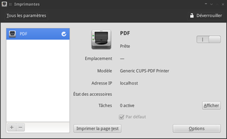 GNOME printer settings