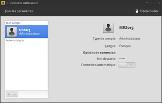 GNOME user accounts settings