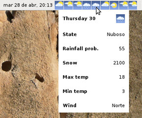 the Spanish weather forecast applet for the GNOME panel