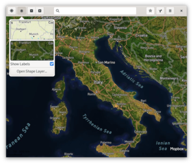 Geographical view with labels