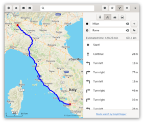 Route with bicycle from Milan to Rome