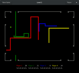 snake game, up to four players