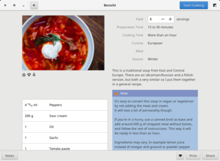 Recipe application for GNOME