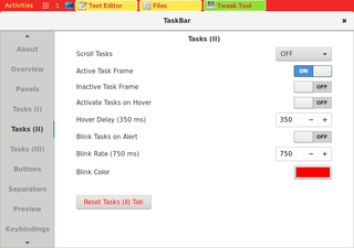 TaskBar on top panel and preferences 'Tasks (II)' tab