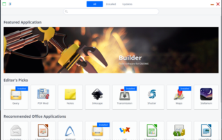 The Home Screen of GNOME Software once loaded