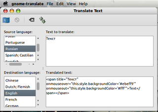 GNOME interface to libtranslate