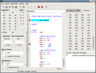 Graphical Intel 8085 simulator, assembler and debugger
