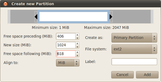 GNOME partition editor