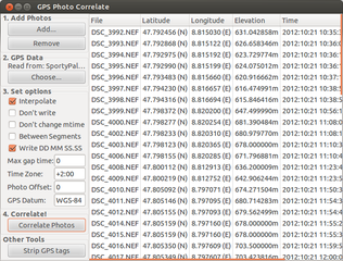 correlates digital photos with GPS data filling EXIF fields (command line)