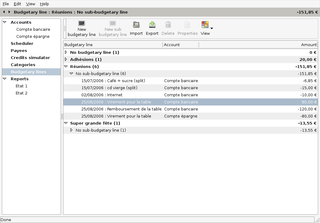Transactions can be grouped by payee, category, etc.