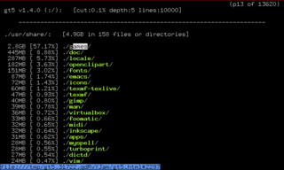 shell program to display visual disk usage with navigation