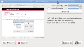 Graphical frontend for recordMyDesktop screencast tool