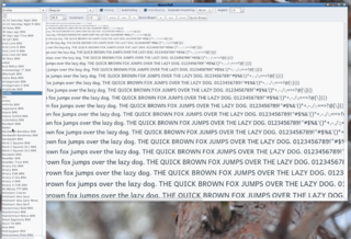 View all characters of a font in all sizes