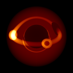 Complex scenery ray-traced using the gyoto command-line interface