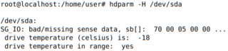 hdparm -H (Read the temperature from drives)
