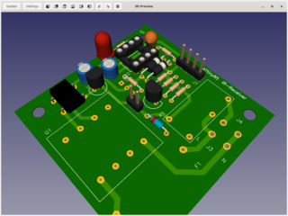 The 3D preview of the board