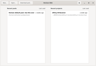 Initial screen with a single project in the right column