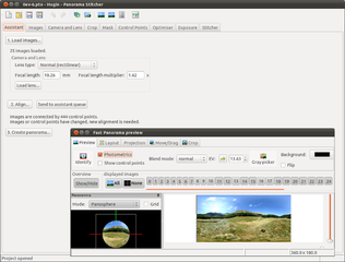 Hugin Assistent tab and preview window