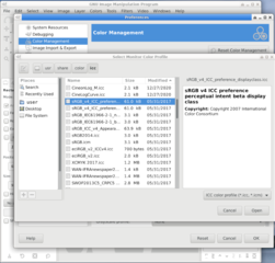ICC color profiles for use with color profile aware software
