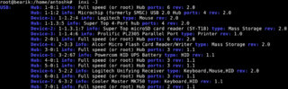 inxi -J (Show USB data for attached Hubs and Devices)