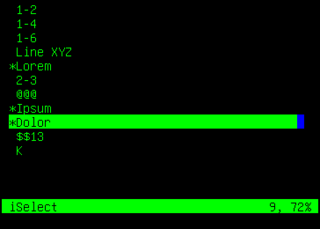 Selected three lines. They are dumped to stdout on exit.