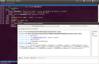 JSONBOT relaying between IRC and XMPP