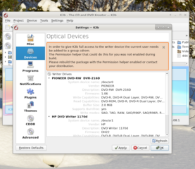 step-by-step - write DVD with k3b (6 from 25) - need add user to a group "cdrom"