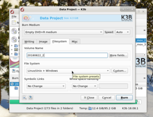 step-by-step - write DVD with k3b (16 from 25) - for read from others OS