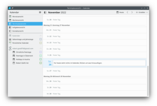 Calendar application