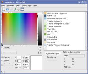 color palette file editor for KDE 4