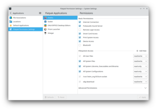 Flatpak permissions management KCM