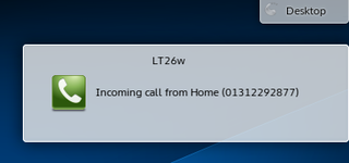 Notification for incoming call in KDE