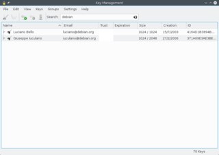 graphical front end for GNU Privacy Guard