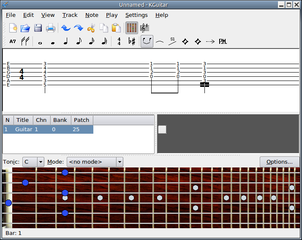 Stringed instrument tablature editor for KDE