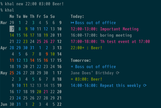 Standards based CLI and terminal calendar program
