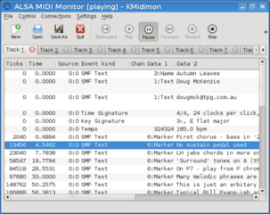 MIDI monitor using ALSA sequencer and KDE user interface