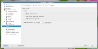 Configure web cache settings