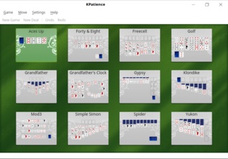 KPatience is a collection of solitaire card games, including Klondike,	etc.