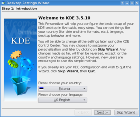 installation personalizer for KDE