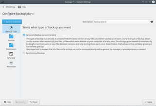 Kup backup tool for KDE - Add a new backup plan under System settings
