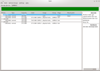 Logical volume manager and disk partitioner GUI based on KDE