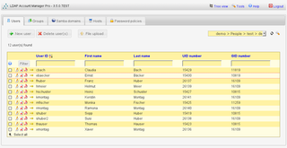 webfrontend for managing accounts in an LDAP directory